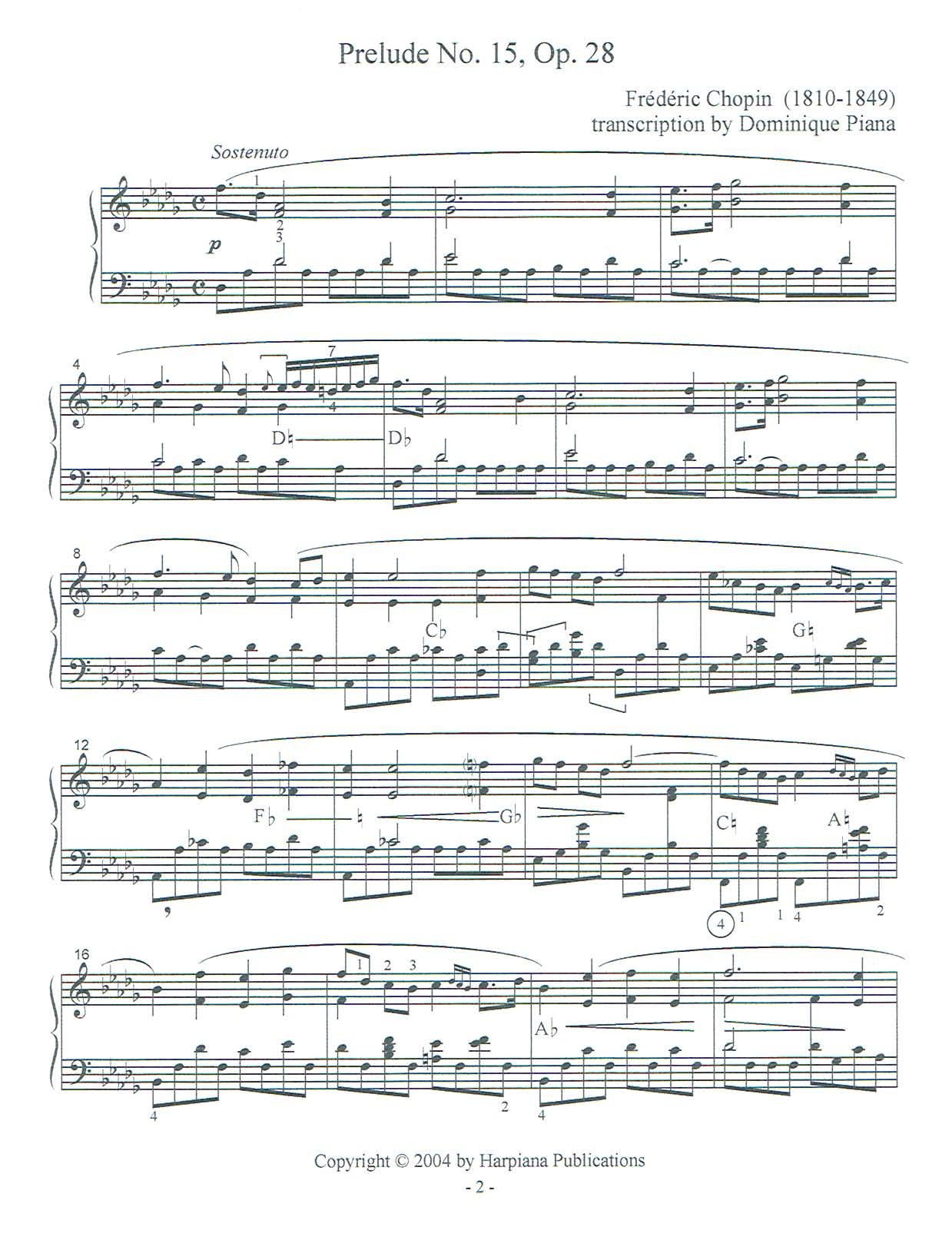 chopin prelude 15 in d flat major sheet music