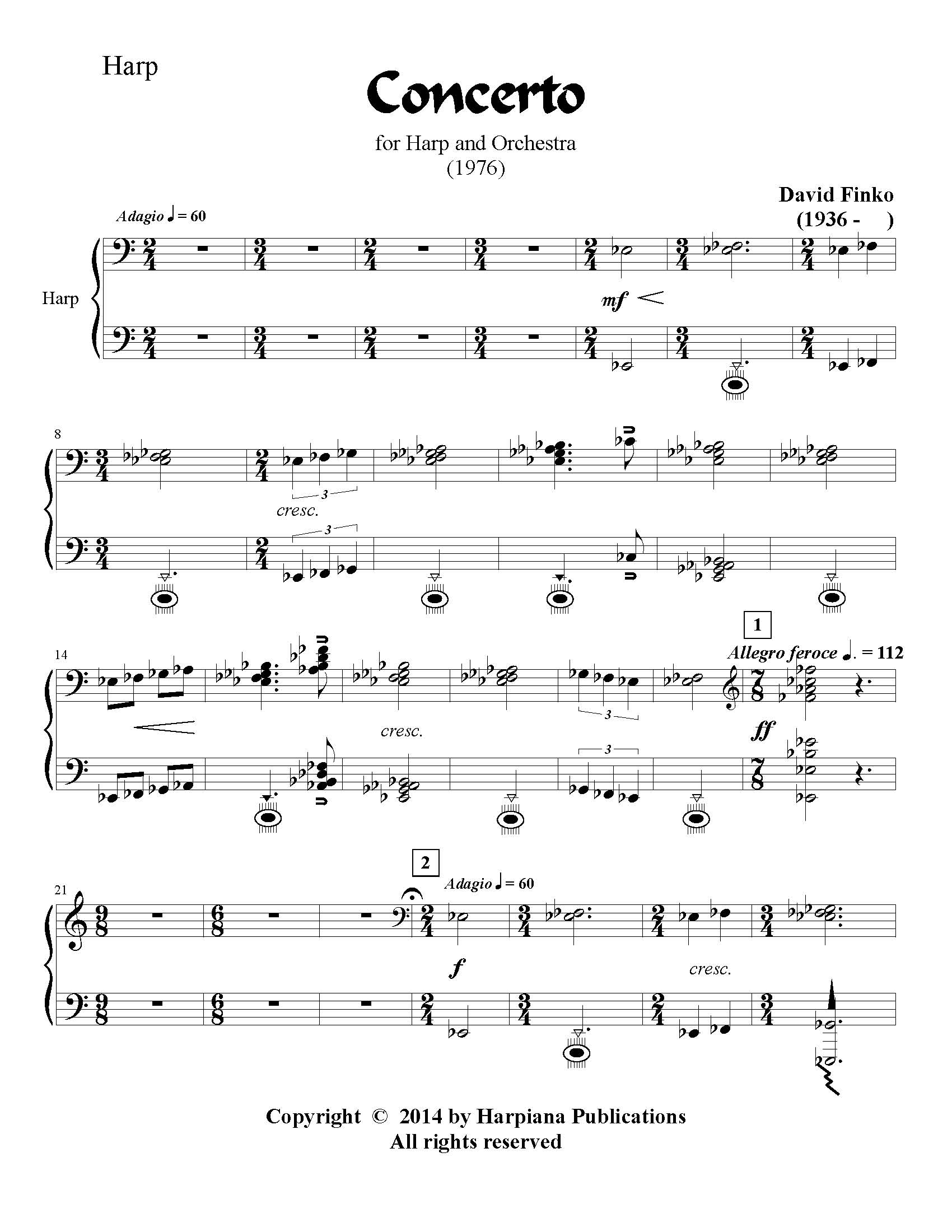 Finko concerto Harp first page