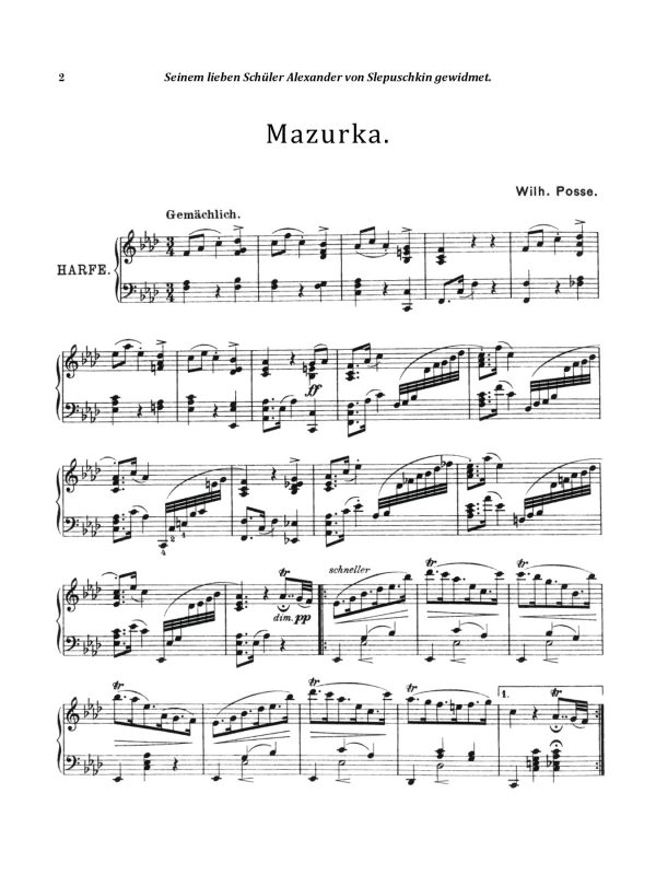 Posse Mazurka 1st page of score